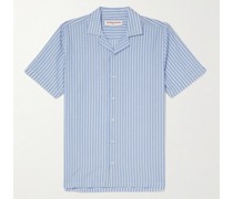 Hibbert Camp-Collar Striped Cotton-Poplin Shirt