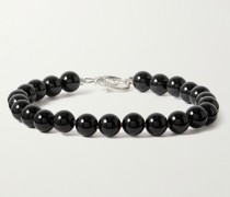 Armband mit Onyxperlen und silberfarbenen Details