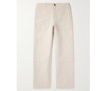 Gerade geschnittene Hose aus Canvas aus einer Baumwoll-Leinenmischung