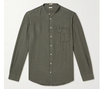 Grandad-Collar Linen-Gauze Shirt