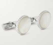 Engraved Mother-of-Pearl and Steel Cufflinks