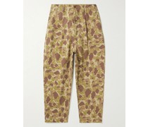 Hose aus Baumwoll-Twill mit Camouflage-Print und Falten