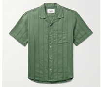 Gestreiftes Hemd aus Seersucker aus einer Baumwollmischung mit Reverskragen