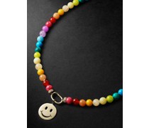 Gold Diamond Beaded Pendant Necklace