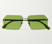 Rimless Square-Frame Silver-Tone Sunglasses