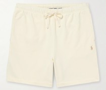 Gerade geschnittene Shorts aus Baumwoll-Jersey mit Logostickerei und Kordelzugbund