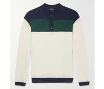Colour-Block Waffle-Knit Cotton Sweater