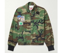 Jacke aus Baumwoll-Ripstop mit Camouflage-Print und Applikationen