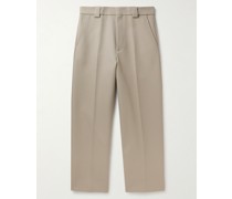 Eternal gerade geschnittene Hose aus Twill aus einer Schurwoll-Baumwollmischung