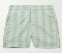 Mittellange gemusterte Badeshorts mit schmaler Passform