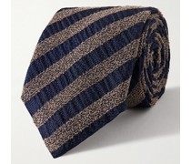 Krawatte aus Bouclé aus einer gestreiften Seidenmischung, 8 cm