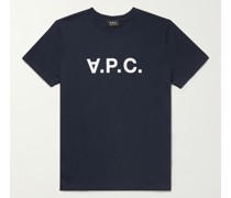T-Shirt aus Baumwoll-Jersey mit Logoflockdruck