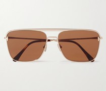 Aviator-Style Gold-Tone and Tortoiseshell Acetate Sunglasses
