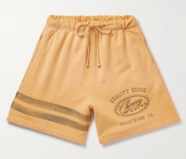 Gerade geschnittene Shorts aus Baumwoll-Jersey mit Kordelzugbund und Logoprint
