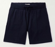 Gerade geschnittene Shorts aus einer Woll-Kaschmirmischung mit Kordelzugbund und Biesen