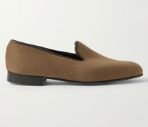 Albert Leather-Trimmed Cashmere Loafers