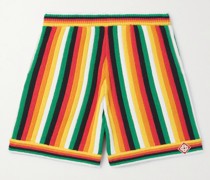 Gerade geschnittene Shorts aus gestreiftem Frottee aus einer Baumwollmischung mit Logoapplikation