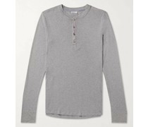 Karl Heinz Slim-Fit Mélange Cotton-Jersey Henley Pyjama T-Shirt