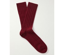 Socken aus einer Stretch-Kaschmirmischung in Rippstrick