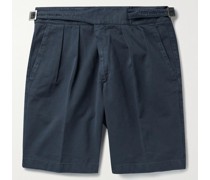 Manny Straight-Leg Garment-Dyed Pleated Cotton-Twill Shorts