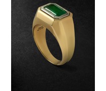Solitaire Small Ring aus Gold und Platin mit Smaragd