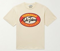T-Shirt aus Baumwoll-Jersey mit Glitter-Logoprint in Distressed-Optik