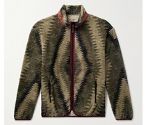 Jacke aus bedrucktem Fleece mit Jacquard-Besatz
