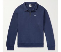 Sweatshirt aus Jersey aus einer Baumwollmischung mit Logostickerei und kurzem Reißverschluss