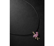 Florida Flamingo 18-Karat Gold, Sapphire and Diamond Pendant Necklace