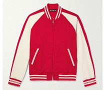 Zweifarbige Bomberjacke aus technischem Jersey mit Logostickerei