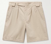 Gerade geschnittene Shorts aus Baumwoll-Twill mit Falten