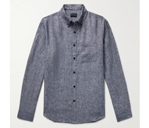 Hemd aus Leinen mit Button-Down-Kragen