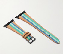 Aquamarine Uhrenarmband aus Leder mit Streifen