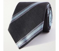 Krawatte aus gestreiftem Seiden-Jacquard, 7 cm