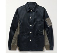 Jacke aus Baumwoll-Twill und Nylon mit Reißverschluss
