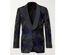 Slim-Fit Shawl-Collar Cotton-Blend Jacquard Tuxedo Jacket