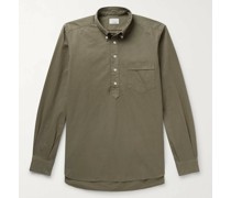 Button-Down Collar Cotton Half-Placket Shirt