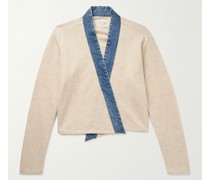 Jacke aus einer Wollmischung mit Denimbesatz
