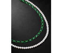 Double Reine Silver Pearl Necklace