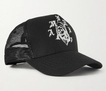 Logo-Embroidered Printed Cotton-Canvas and Mesh Trucker Hat