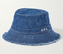 Bob Mark Fischerhut aus Denim mit Logoprint