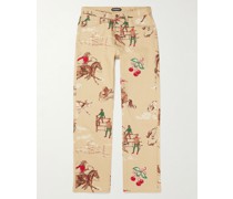 Cowboy gerade geschnittene Hose aus Canvas aus einer Baumwollmischung mit Jacquard-Muster