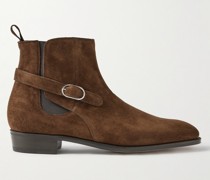 Chelsea Boots aus Veloursleder mit Schnalle