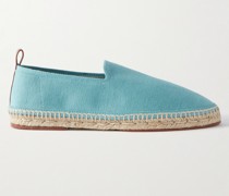 Seaside Walk Leather-Trimmed Cotton and Silk-Blend Espadrilles