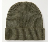 Beanie aus Kaschmir in Rippstrick