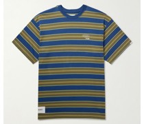 T-Shirt aus gestreiftem Baumwoll-Jersey mit Logostickerei