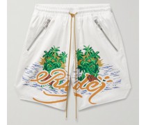 Gerade geschnittene Shorts aus Twill aus einer Lyocell-Mischung mit Kordelzugbund und Logoprint