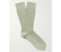 Cotton-Blend Piqué Socks
