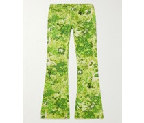 Puddle schmal geschnittene Schlaghose aus Baumwoll-Twill mit Blumenprint
