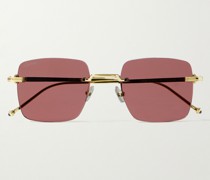 Rahmenlose Sonnenbrille mit goldfarbenen Details